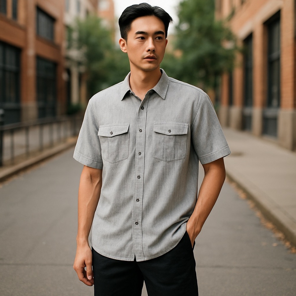 Sz XXL Perry Ellis Linen Cotton Blend Short Sleeve Button Up shirt $79 MSRP NWT